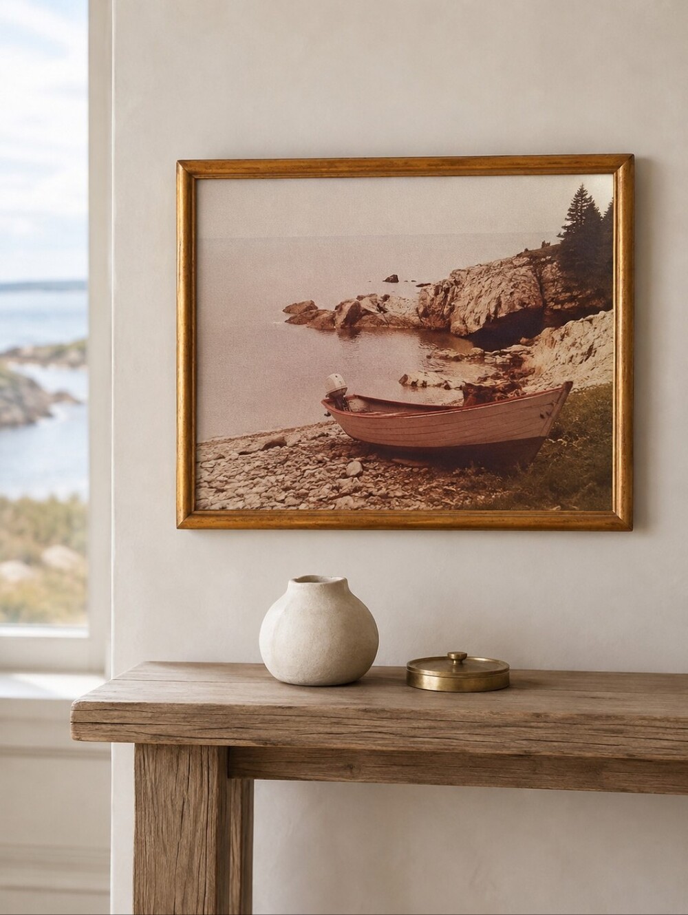 R.C. Moses Signed Grand Manan Coastal Photograph Vintage Framed NB Art